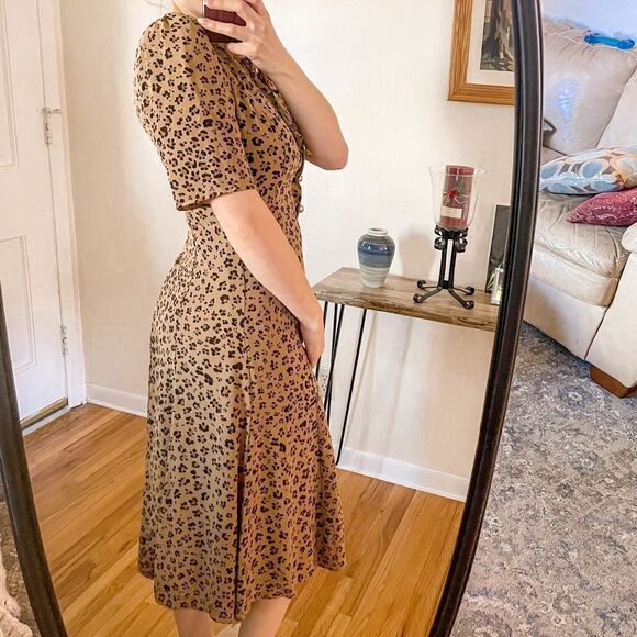 LK Bennett Montana Animal Print Silk Midi Dress - Picture 3 of 9